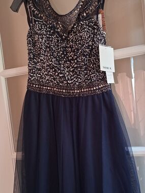 Shail K. Navy Beaded Mini Dress